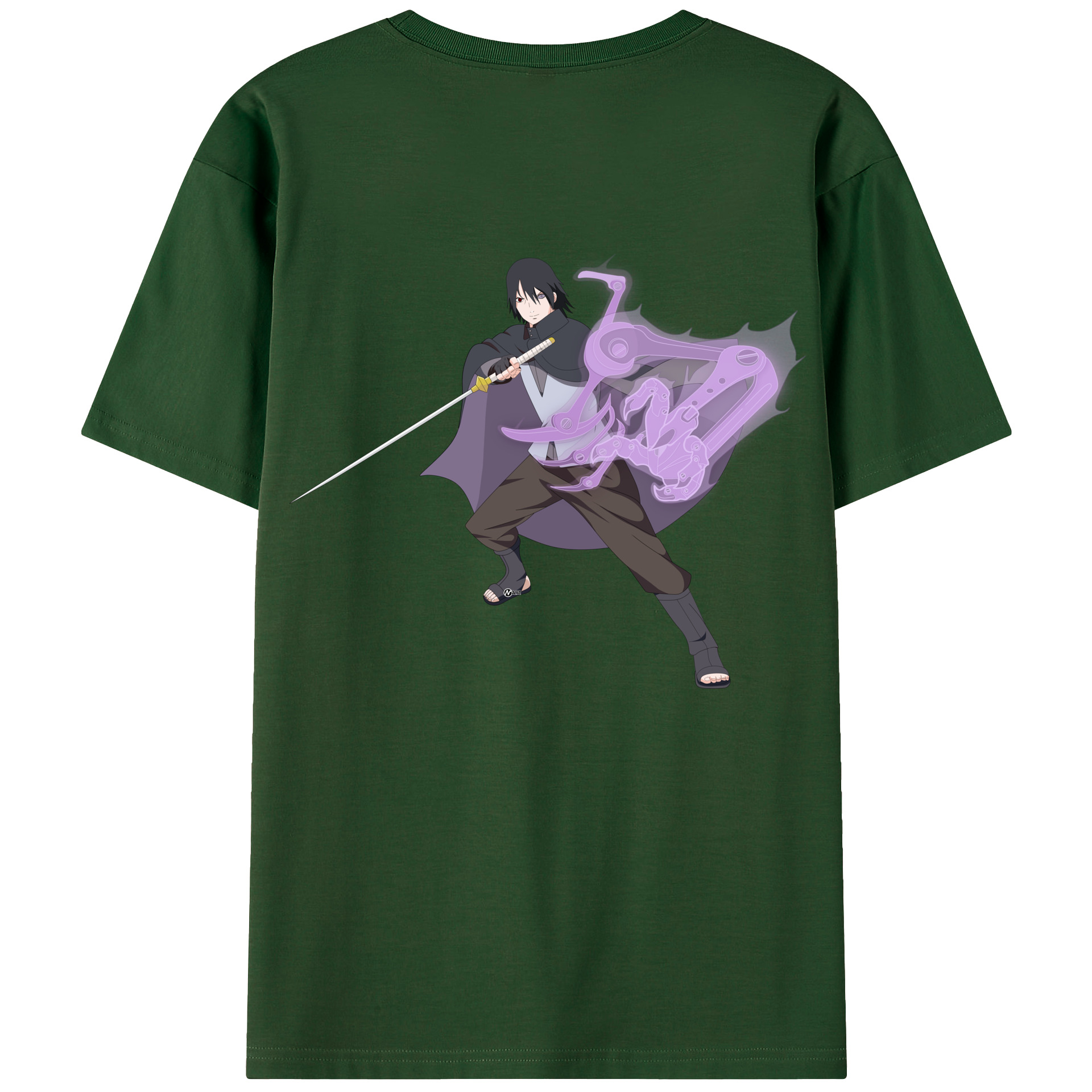 （画像用） NARUTO -ナルト- うちは サスケ Uchiha Sasuke 綿100％半袖Tシャツ（背面プリント）